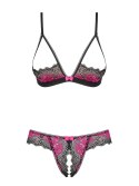 Komplet bielizny otwarty koronkowy Obsessive Tulia czarny S/M Obsessive