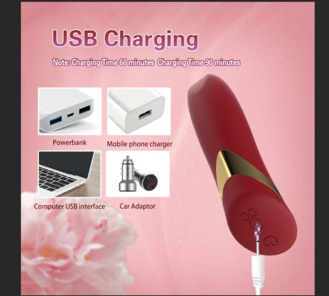 Wibrator szminkowy silikonowy czerwony B Series Cute USB 10 cm B - Series Cute