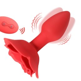 Wibrujący obracający korek analny Róża B Series Cute silikonowy USB B - Series Cute