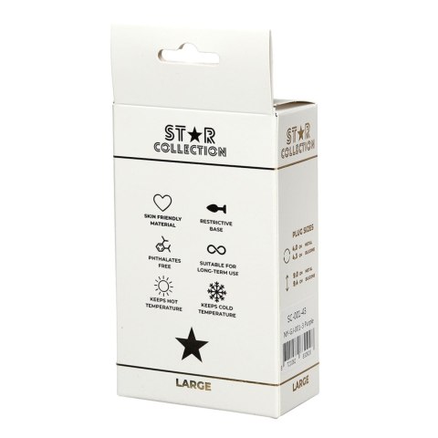 Fioletowy silikonowy korek analny Star Collection L z niebieskim kamieniem Star Collection