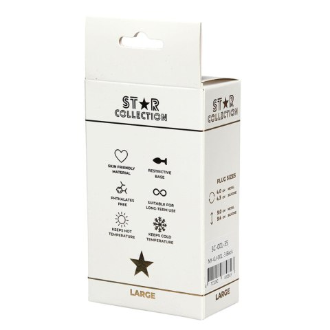 Korek analny silikonowy Star Collection czarny L fioletowy kamień 10cm Star Collection