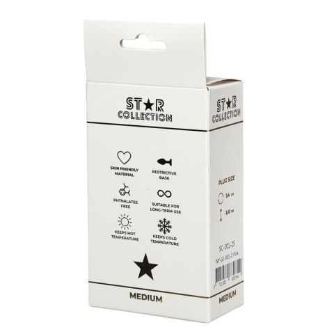 Korek analny silikonowy Star Collection różowy M z jasnoróżowym kamieniem Star Collection