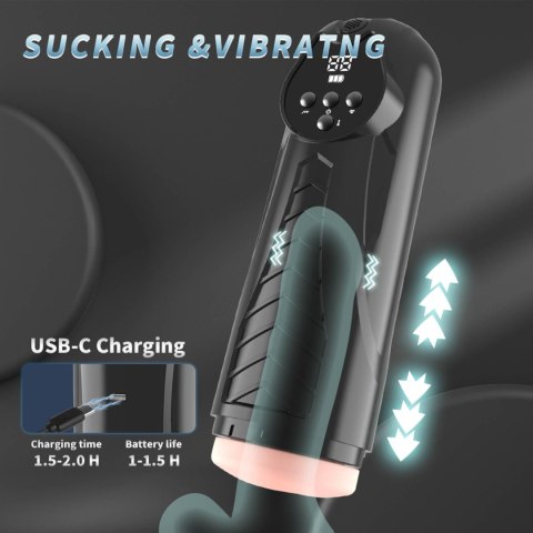 Masturbator LUXURY 04 z wibracjami i ssaniem USB 27 cm B - Series Power