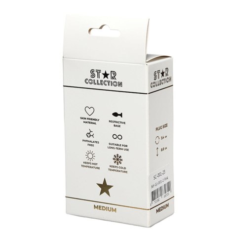 Różowy silikonowy korek analny M z jasnoniebieskim kamieniem Star Collection