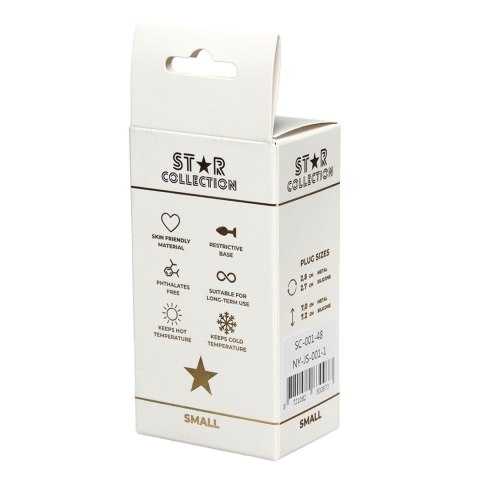 Srebrny metalowy korek analny Star Collection S jasnoniebieski kamień 7cm Star Collection
