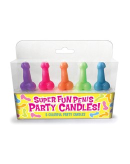 Świeczki imprezowe Super Fun w kształcie penisa 6 sztuk LITTLE GENIE PRODUCTIONS
