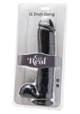 Dildo realistyczne ToyJoy Get Real z jądrami czarne 28 cm TOYJOY