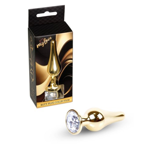 Korek analny stalowy złoty z diamencikiem MyLove Toys 9.5 cm MyLove Toys