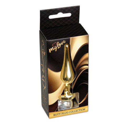 Korek analny stalowy złoty z diamencikiem MyLove Toys 9.5 cm MyLove Toys