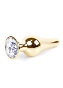 Korek analny stalowy złoty z diamencikiem MyLove Toys 9.5 cm MyLove Toys