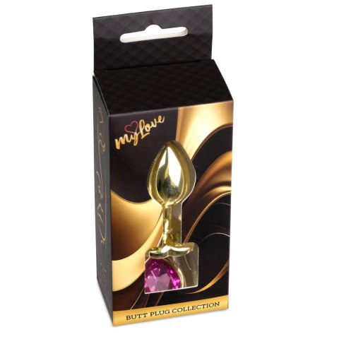 Stalowy korek analny Gold Heart MyLove Toys różowy 7 cm MyLove Toys