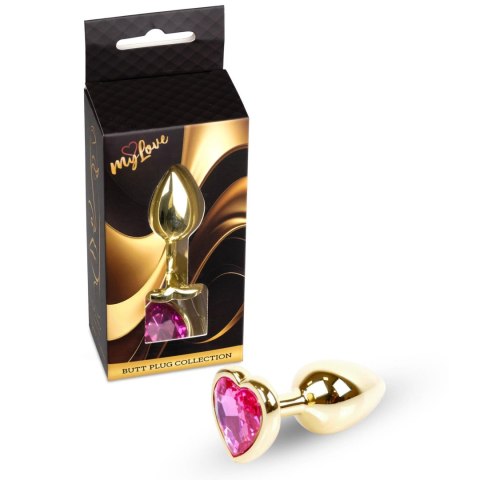 Stalowy korek analny Gold Heart MyLove Toys różowy 7 cm MyLove Toys