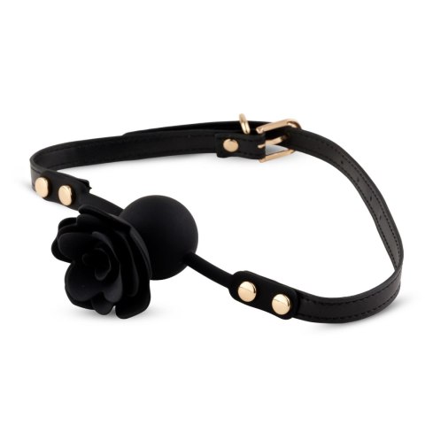 Knebel silikonowy Black Rose z różą i kanałem 4,2 cm B - Series HeavyFun