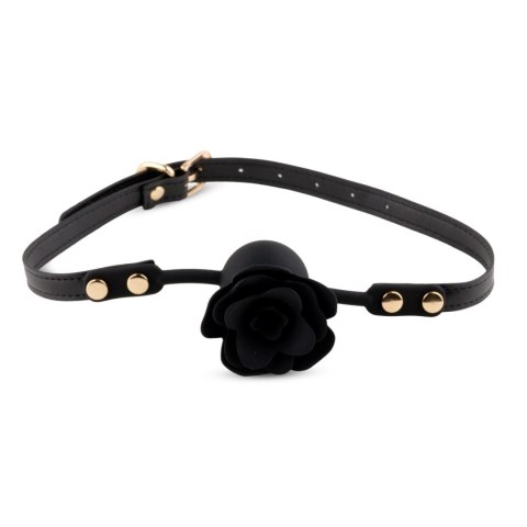 Knebel silikonowy Black Rose z różą i kanałem 4,2 cm B - Series HeavyFun