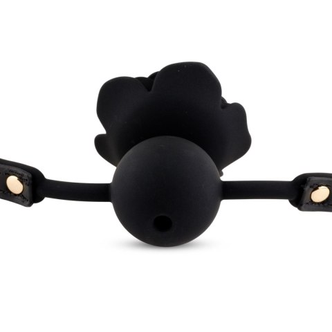 Knebel silikonowy Black Rose z różą i kanałem 4,2 cm B - Series HeavyFun