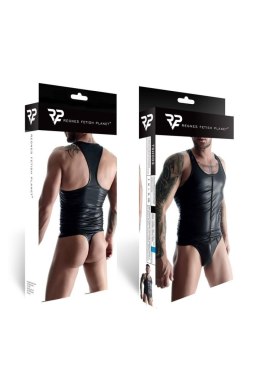Koszulka męska wetlook bez rękawów z taśmą Regnes Fetish Planet czarna L Regnes Fetish Planet