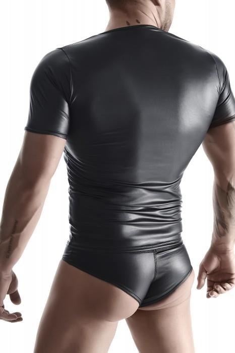 T-shirt męski wetlook Regnes Fetish Planet czarny S z dostępem do piersi Regnes Fetish Planet