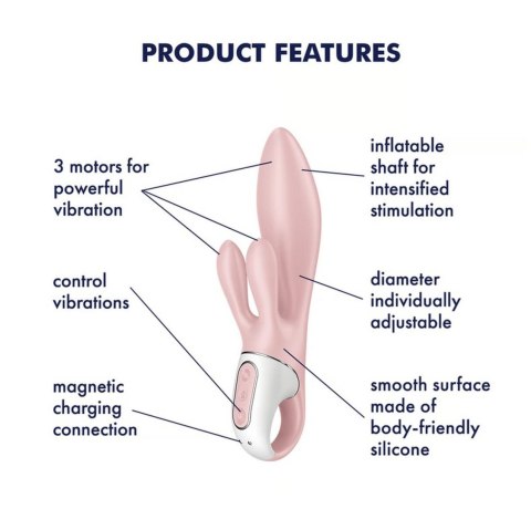 Wibrator króliczek nadmuchiwany Satisfyer Air Pump Bunny 3 różowy USB Satisfyer