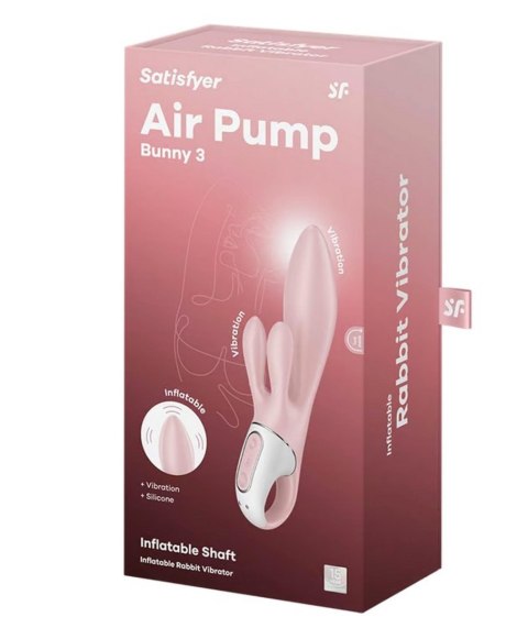 Wibrator króliczek nadmuchiwany Satisfyer Air Pump Bunny 3 różowy USB Satisfyer
