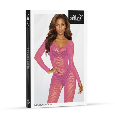Bodystocking siateczkowy różowy SoftLine 2061 One size SoftLine Collection
