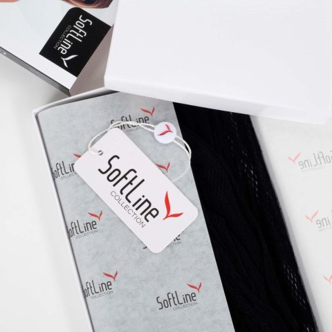 Zestaw bielizny koronkowej z uprzężą biustonosz stringi SoftLine czarny 3XL SoftLine Collection