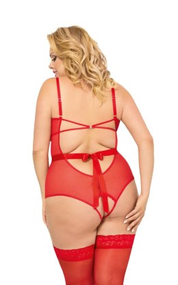 Body erotyczne Amelia siateczkowe koronkowe SoftLine czerwony XL SoftLine Collection