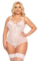 Body z koronkowymi wstawkami Amanda SoftLine biały XL SoftLine Collection