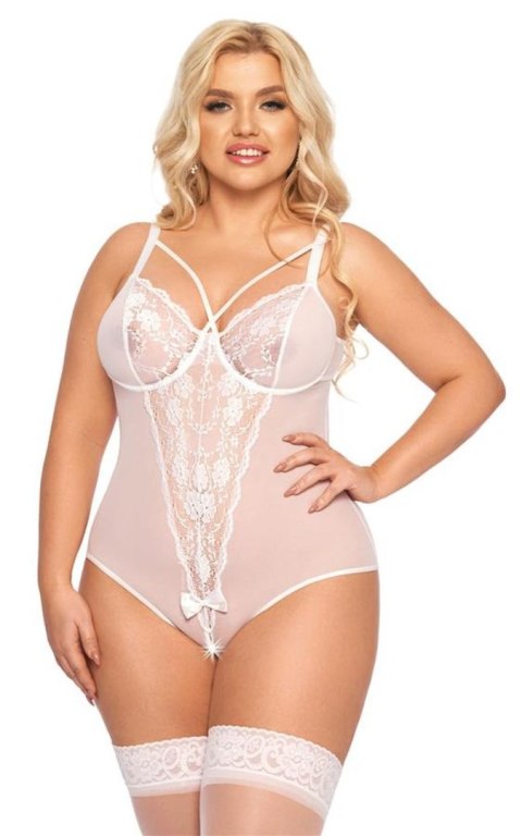 Body z koronkowymi wstawkami Amanda SoftLine biały XL SoftLine Collection