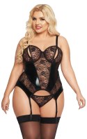 Gorset erotyczny Jessica wet look SoftLine czarny 3XL SoftLine Collection