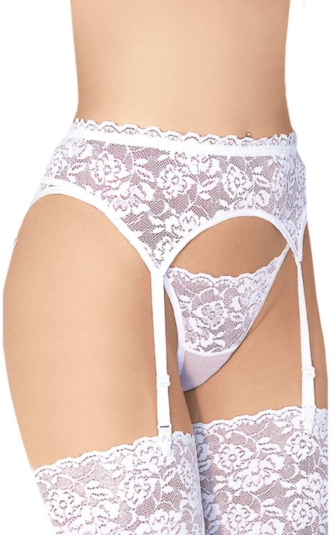 Koronkowy pas do pończoch z stringami SoftLine 3305 biały S/M SoftLine Collection