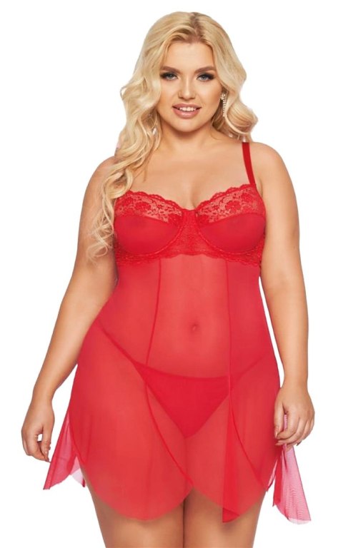 Koszulka babydoll Carla czerwona 3XL SoftLine Collection SoftLine Collection