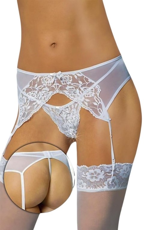 Seksowny pas do pończoch ze stringami Softline 3317 biały S/M SoftLine Collection