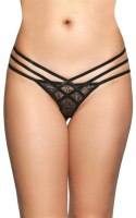 Stringi koronkowe z diamencikami SoftLine 2492 czarne S/M SoftLine Collection