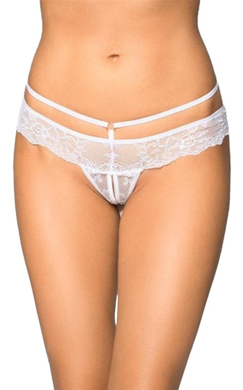 Stringi koronkowe z wycięciem SoftLine 2475 białe M/L SoftLine Collection