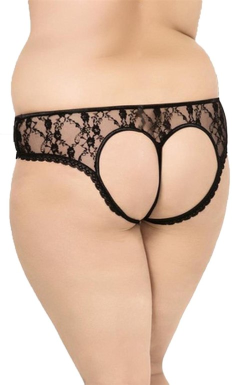 Stringi koronkowe z wycięciem serca SoftLine 2472 czarne XL SoftLine Collection