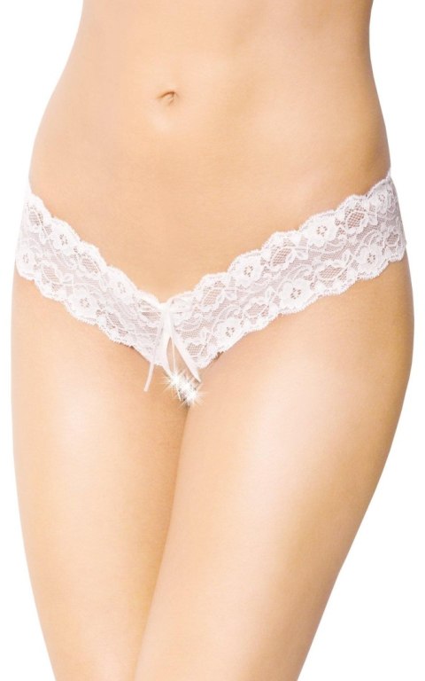 Stringi koronkowe ze złotym motywem SoftLine biały M/L SoftLine Collection