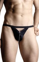 Stringi satynowe z zameczkiem SoftLine 4497 czarne S/L SoftLine Collection