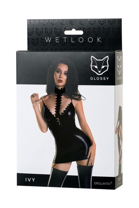 Sukienka wetlook Ivy Glossy czarna XL Glossy