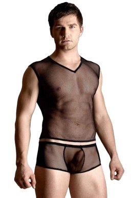 Zestaw siateczkowy koszulka i stringi SoftLine Collection czarny M/L SoftLine Collection