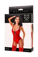 Body Wetlook Glossy z wiązaniem czerwone XL Glossy