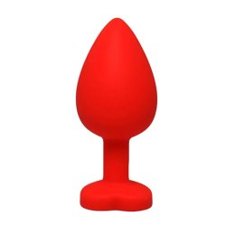 Czerwony silikonowy korek analny serduszko Large z kryształem Fantasy 9 cm Fantasy