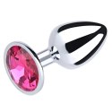 Korek analny srebrny Fantasy średni z różowym diamentem 8 cm Fantasy
