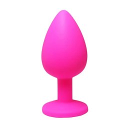 Różowy silikonowy korek analny duży z białym kryształem Fantasy 9 cm Fantasy