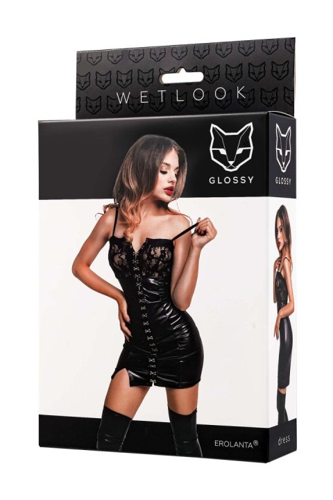 Sukienka wetlook Glossy Nelly czarna XL Glossy