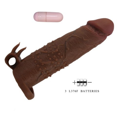 Przedłużka wibrująca na penisa Pretty Love brązowa 17 cm Pretty Love