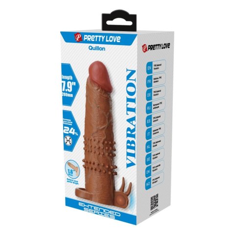 Przedłużka wibrująca na penisa Pretty Love brązowa 17 cm Pretty Love