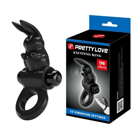 Pierścień wibrujący Pretty Love Exciting Ring czarny 10 funkcji Pretty Love