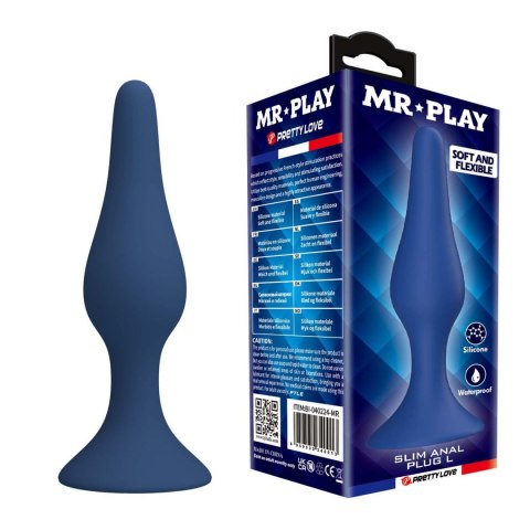 Smukły silikonowy korek analny Mr. Play L wodoodporny Mr. Play