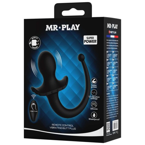 Wibrujący korek analny Mr. Play zdalnie sterowany silikonowy z ogonem Mr. Play