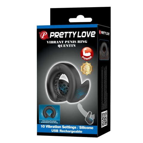 Wibrujący silikonowy pierścień erekcyjny Pretty Love Quentin Pretty Love
